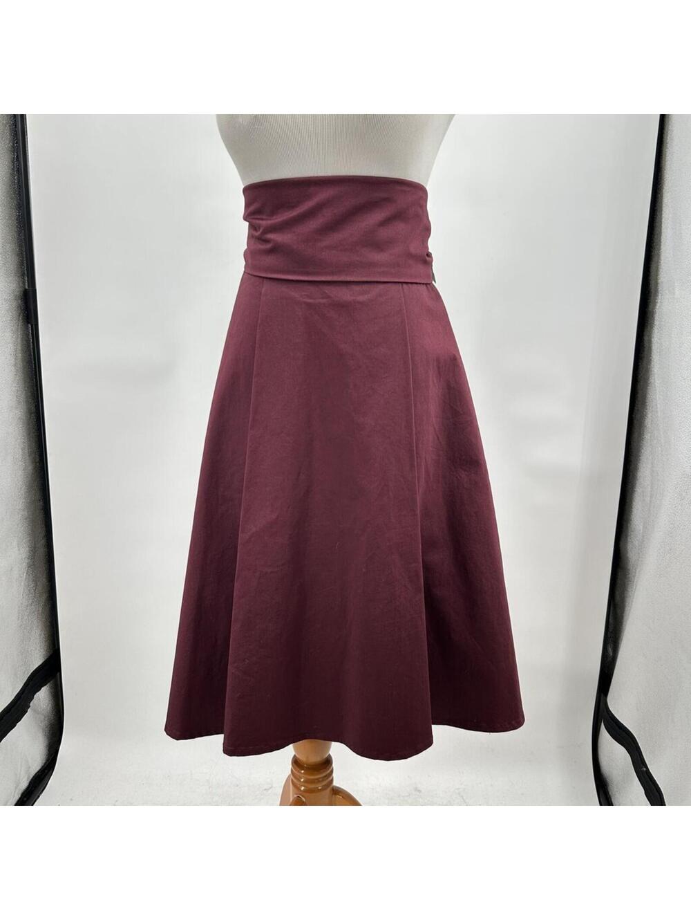 Women's Antoine & Lili Cotton Poplin & Silk Wrap Burgundy Skirt OS One Size